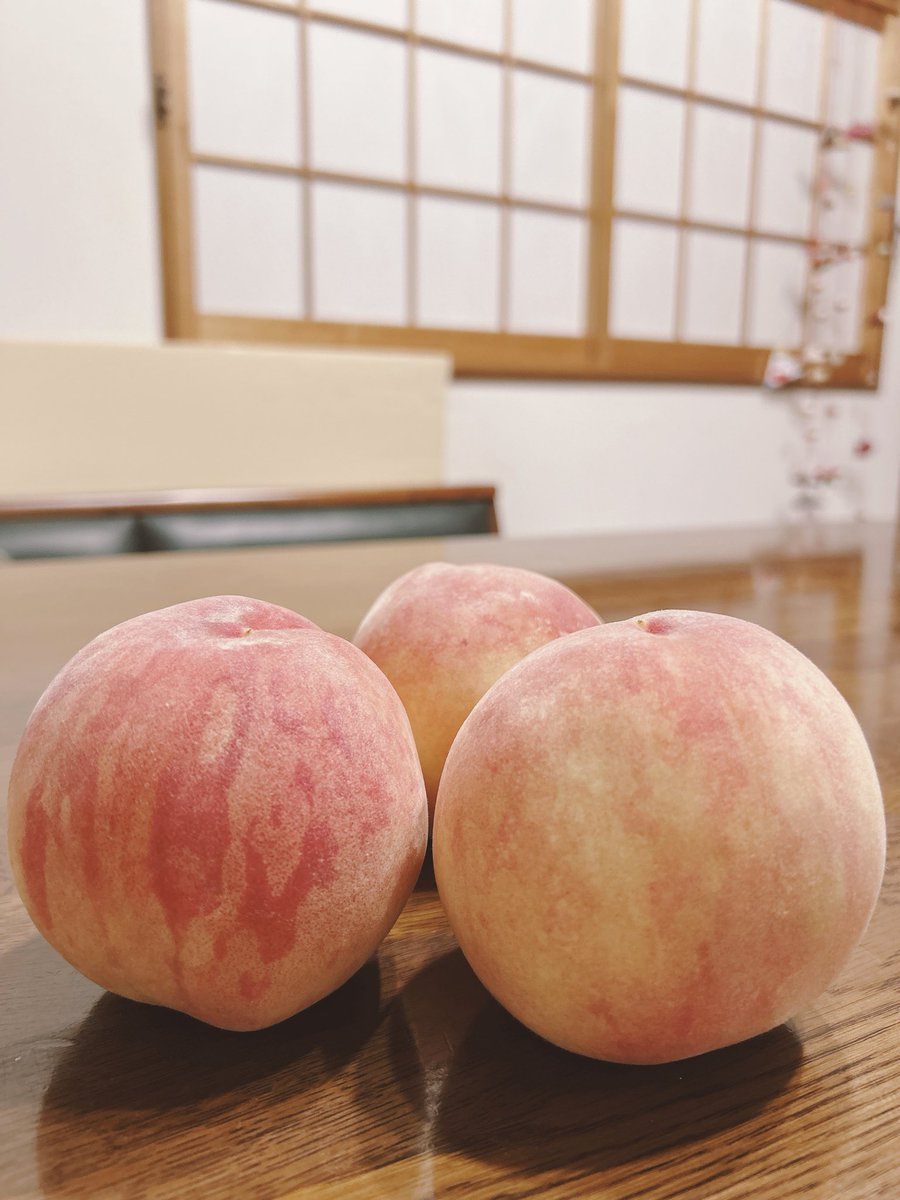 okajun_go_go's tweet photo. 先日、さきちゃん(@funsaki)に桃をおすそ分けしてもらいました。めっちゃ立派な桃。
かﾝわいい〜🍑うれしい〜！！ https://t.co/TRETRYFUqr