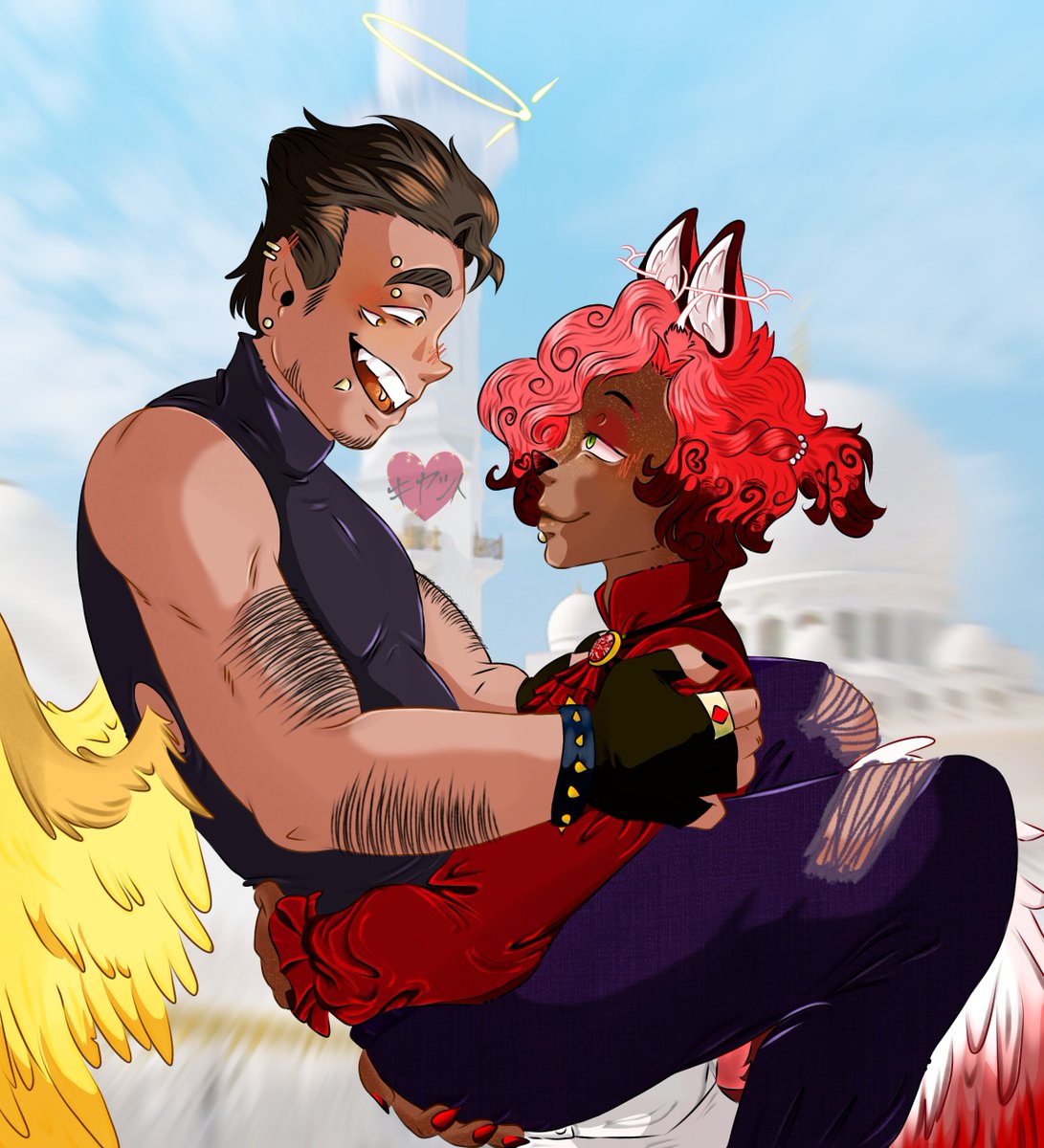 KMadeinchina's tweet photo. Entonces se me ocurrió dibujar a un Alastor angel cargando a Adam porque puedo y quiero.

#AngelicRadio #HazbinHotelAlastor #HazbinHotelAdan #HazbinHotelFanart https://t.co/1FbelZVWnn