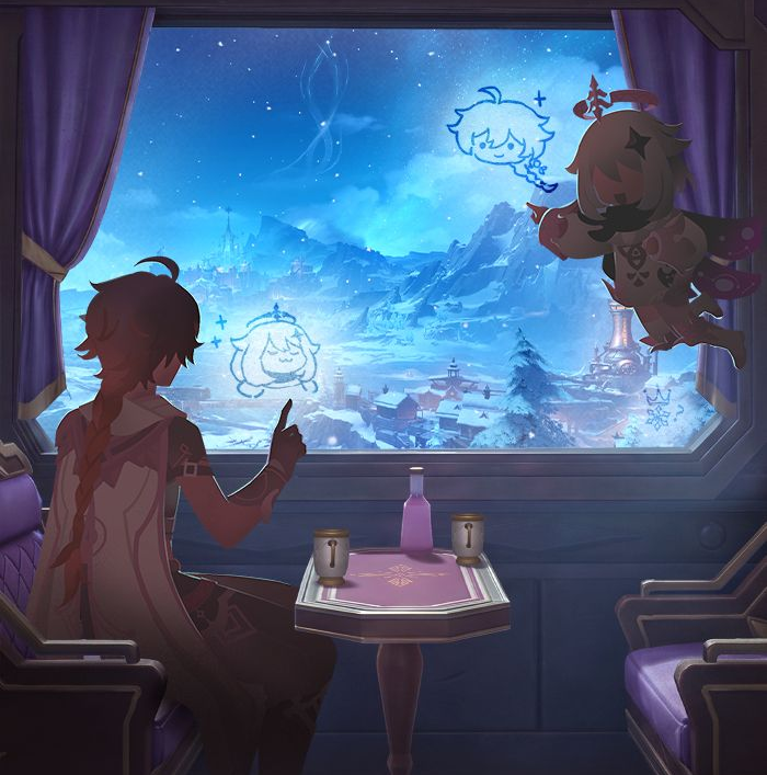 genshinmains_'s tweet photo. 5 days to go for Snezhnaya 🌨️

Beyond the window, the world changes as the train moves north, but within us, the journey remains vivid — the stories we lived and the clues we followed across six nations, all bringing us closer to our next destination: Snezhnaya.

#Snezhnaya #GenshinImpact #GenshinSnezhnaya