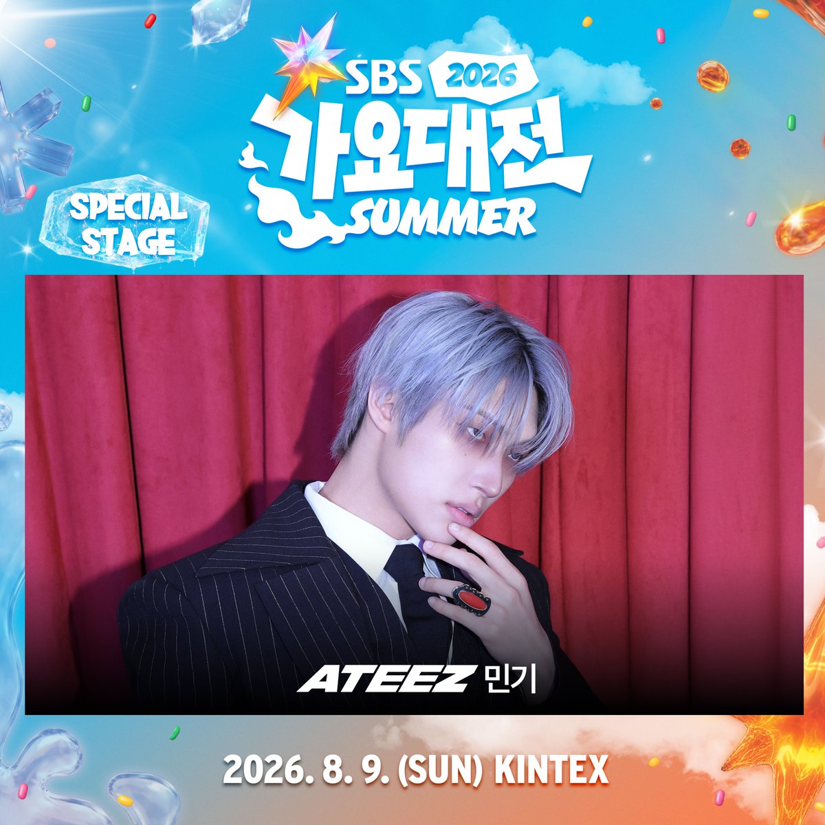 kpop_sbs's tweet photo. 🔥ATEEZ MINGI🌠
Fix On Summer❤️‍🔥 SPECIAL STAGE✨

운동 왜 하나요?
민기 솔로 퍼포먼스 보고 심장 운동 하면 되는데요.❤️‍🔥

SBS <2026 SBS 가요대전 SUMMER>
☞ 8월 9일 [일] 일산 킨텍스

Copyright ⓒ SBS. All rights reserved.
무단전재, 재배포 및 AI학습 이용 금지

#SBS #2026SBS가요대전SUMMER #SBS가요대전