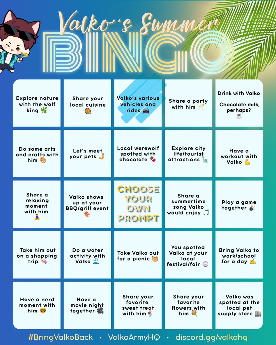 LarisinaDesigns's tweet photo. Valko's Summer Bingo
Hold tight, let's go on a joyride! 

#VAlkoIsLoved #NoValkoNoMoney https://t.co/1QFy5WxrEY