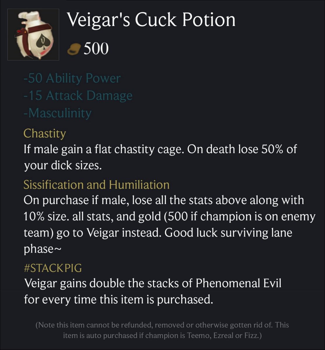 SmolAndEvil's tweet photo. Crazy News guys!... @stackpigpoppy found one of the new Item for next season!

If you ask me seems pretty decent.

Looks like an AD-Cuck item... Maybe even some Supp-Whores will buy it too~

Seems kinda troll on any other lanes but who knows. Maybe is the meta. ;)
ㅤㅤㅤ https://t.co/YEALKEfQsF
