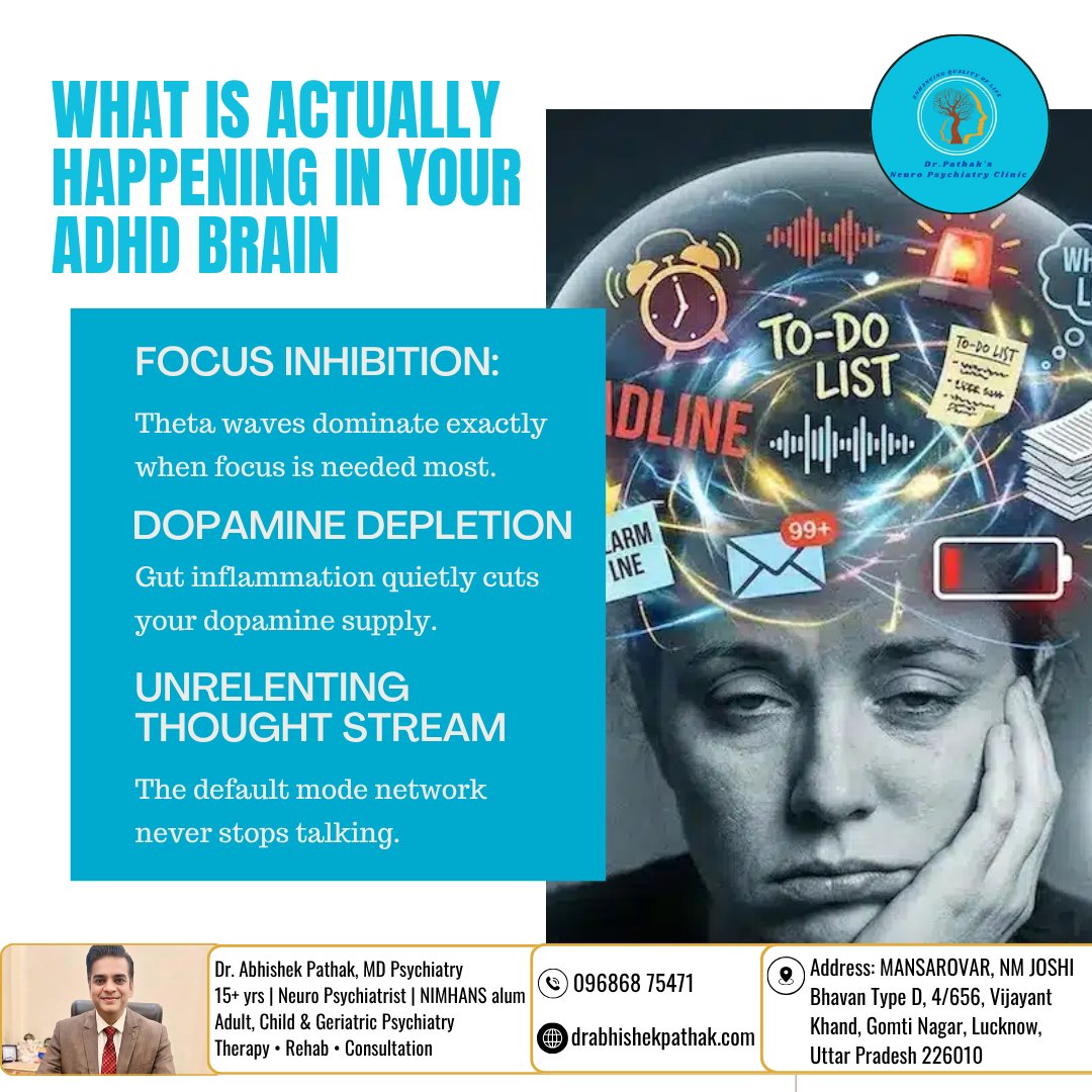 DrPathak1978's tweet photo. 🧠 Think ADHD is just about being distracted? Think again.

Remember, ADHD is not a lack of intelligence or effort—it's a difference in how the brain works. 

📞Contact: 096868 75471
🌐Website: https://t.co/OWZ94bRlrO

#ADHD #ADHDAwareness #MentalHealth #Psychiatry #BrainHealth https://t.co/SU91iw4SjJ