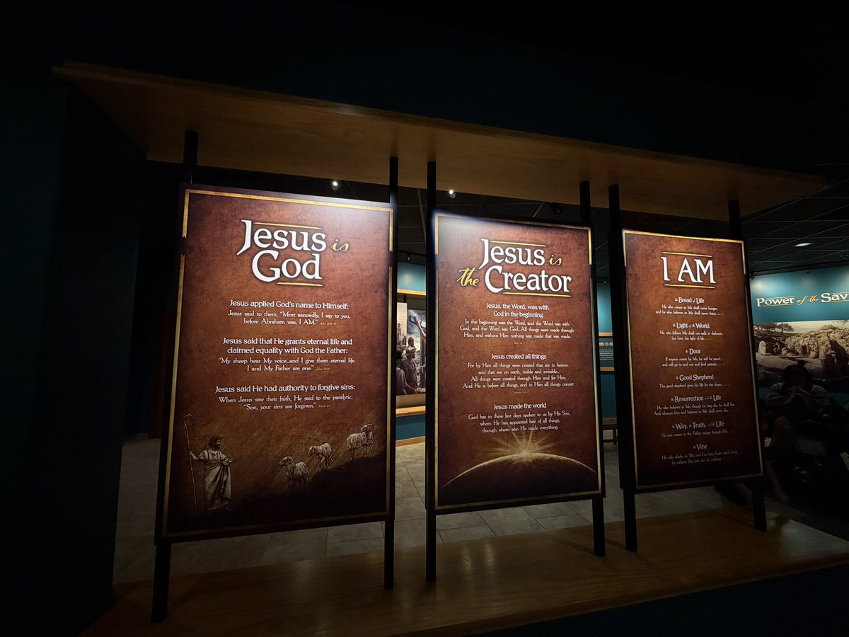 SteppinwithJD's tweet photo. Jesus is not just a good teacher. He is God. He is the Creator. He is the great “I AM.”

Standing in front of these displays was a powerful reminder that Christianity rises or falls on the identity of Christ. If Jesus is who He claimed to be, then He deserves more than our admiration, He deserves our worship, our trust, and our lives.

“In the beginning was the Word, and the Word was with God, and the Word was God.” — John 1:1

Who do you say Jesus is? ✝️