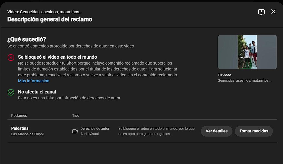 Politicows2001's tweet photo. ¿Qué pasa si intentás subir una #CanciónDeProtesta a youtube?
#_lasmanosdefilippi #lasmanosdefilippi https://t.co/a7RNLzD0O6