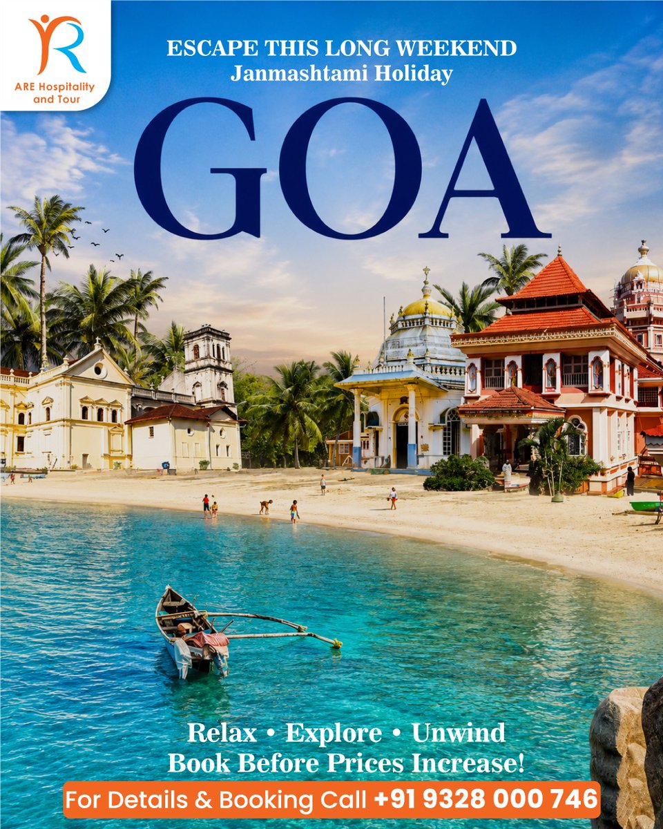 AreHospitality's tweet photo. Celebrate Janmashtami Holiday in GOA 🏖️
📢 Book Before Prices Increase!

📞 +91 9328000746
🌐 https://t.co/vBiCfDDupu

#Goa #JanmashtamiHoliday #LongWeekend #GoaTrip #BeachVacation #AREHospitality #TravelGoa #WeekendGetaway #GoaTour #IndiaTravel #HolidayPackage https://t.co/Px6QLrjLIB