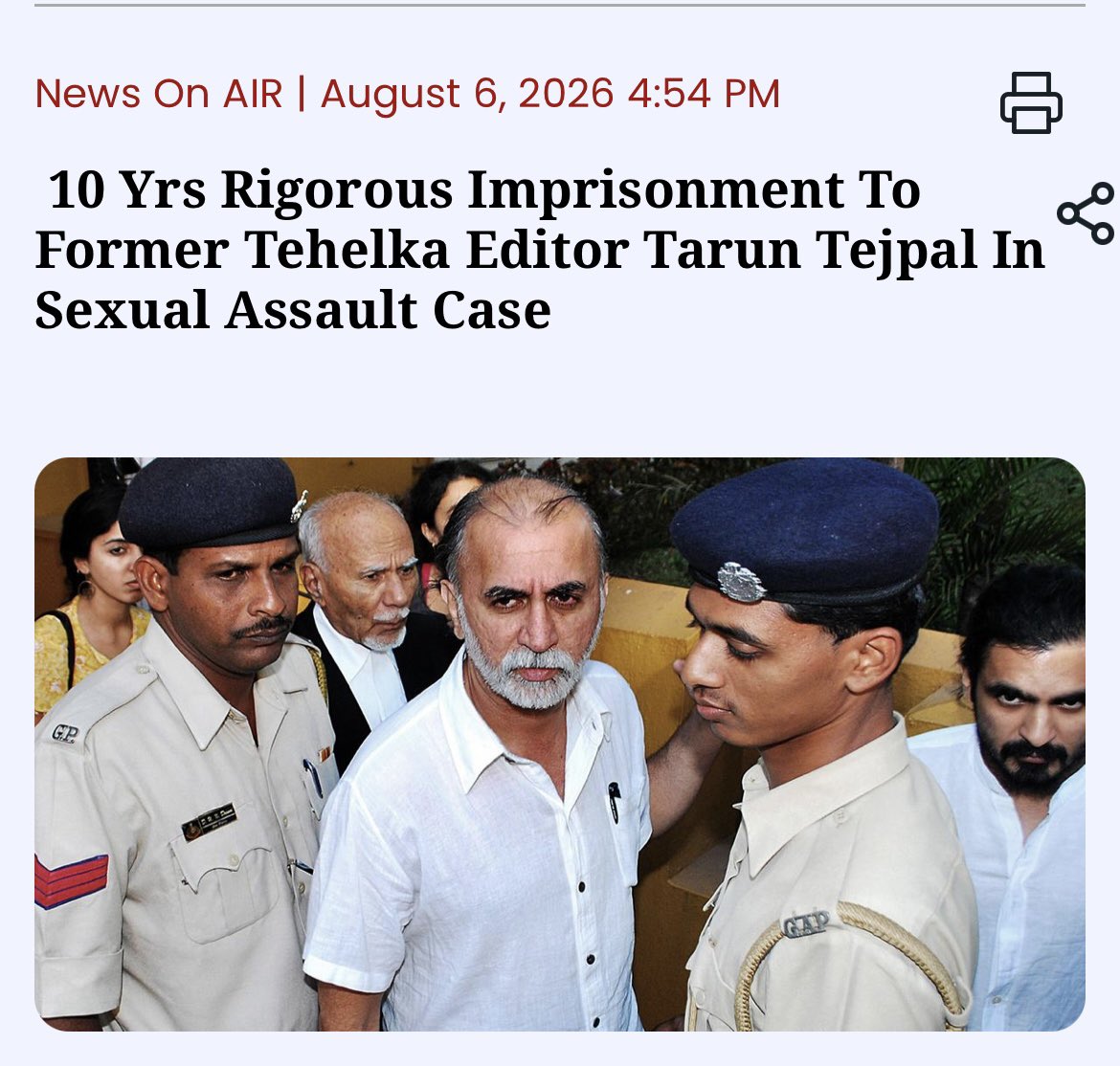 ShrivastavAni's tweet photo. Tarun Tejpal the mighty editor of his times put away for 10 years in a sexual assault case of 2013. 

What most people don’t know is how the victim’s plight was dismissed by @ShomaChaudhury in the garb of ‘protecting the organisation’s stability’. 
How #NirupamaSekhri labeled the victim as a ‘bubblegum feminist’.
@manujosephsan tried his best to be neutral altho a bit more leaning to Tarun in his piece - What the elevator saw ! 

That was the ‘gold standard of media’ back in the days where people , women even , didn’t want to be honest cause it might offend their high and mighty bosses 🙄

Hope Melatonin doesn’t help these people !! 

Note : among the defending lawyers for Tarun were Kapil Sibal & Salman Khurshid - no surprises 🙄