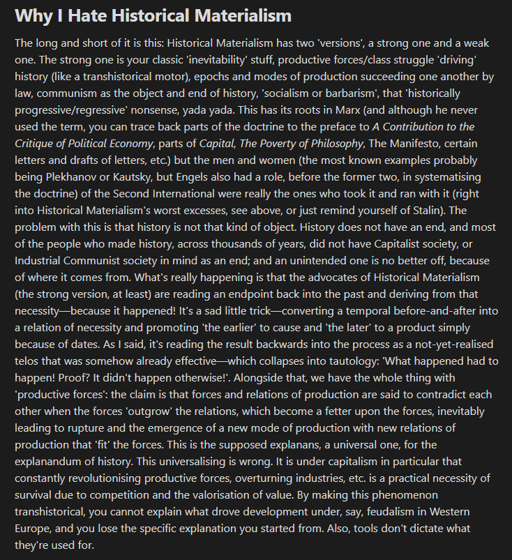 novasarry8556's tweet photo. Why I hate Historical Materialism: https://t.co/DMW0JXXYNU