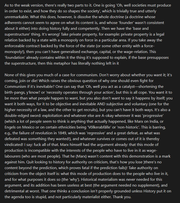 novasarry8556's tweet photo. Why I hate Historical Materialism: https://t.co/DMW0JXXYNU