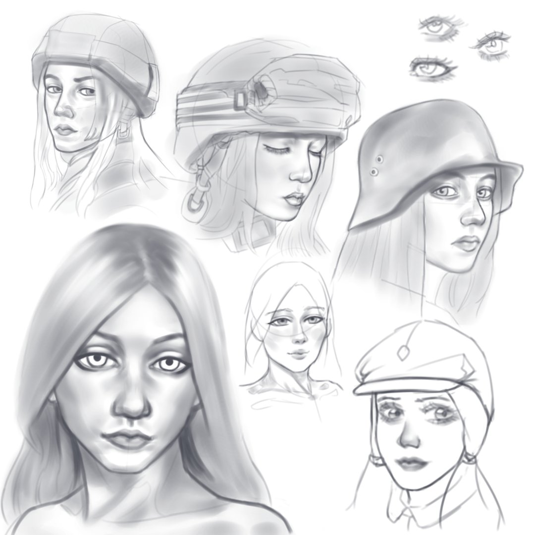 L4vvrence's tweet photo. I couldn't get her features exactly right, but the bottom left and center top are close. Anyway, I should draw more uniforms.
98/100 https://t.co/WgO1tiWUMb