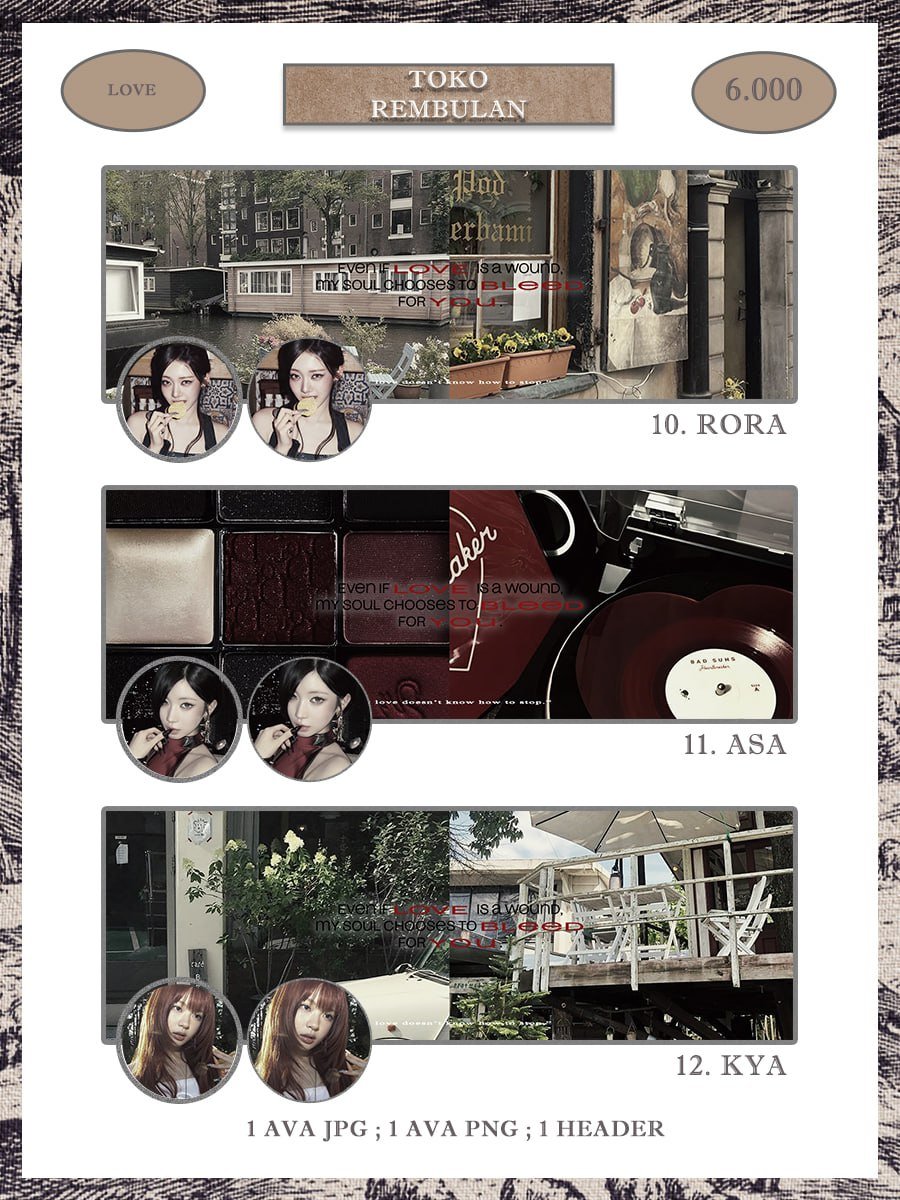 heartsooi's tweet photo. Help repost please? Makasiy :3 

Hai aku ada layout rs baru dari katalog Love dan Human. Ava JPNG, hanya 6k/ea!

Avail: Rora, Asa, Kya, Yujin, Wonhee, Giselle 

#zonauang https://t.co/ttpEgN5nG0