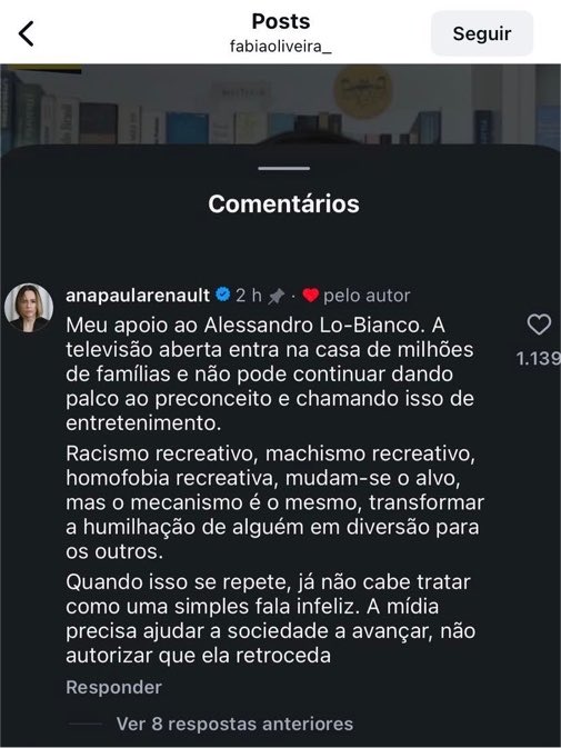 _valentinaprado's tweet photo. A antirracista que vive o ativismo seletivo. 

E ativismo seletivo não é coerência, é conveniência. Escolher quais batalhas apoiar e denunciar e quais ignorar de acordo com quem está envolvido esvazia completamente o discurso. Quem diz lutar por justiça não pode escolher batalhas com base na própria conveniência. A seletividade é justamente o que torna esse tipo de militância tão difícil de levar a sério.

Vergonha alheia dessa mulher😡
