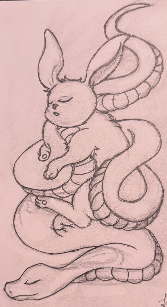 gooden_kaley's tweet photo. I need a new eraser 🙃 #art #artist #cute #rabbit #snake https://t.co/uJStnjFSYh