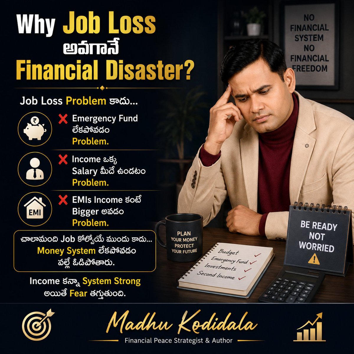 KodidalaMadhu's tweet photo. Job Security తాత్కాలికం. Financial Security మీ చేతుల్లోనే ఉంటుంది. ఈరోజే మీ Money System నిర్మించండి. ప్రారంభించండి: https://t.co/7iyf9U2HDc

#MadhuKodidala #FinancialPeaceStrategist #WealthExpertiseHub #FinancialPeace #MoneyManagement #WealthCreation #EmergencyFund https://t.co/plH2r8t6NO