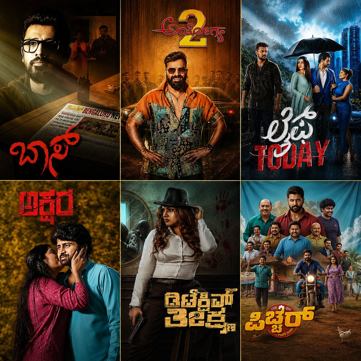 PiccharTalkies's tweet photo. 🎬 Releasing Today! 📷 1. ಅಯೋಗ್ಯ 2 2. ಡಿಟೆಕ್ಟಿವ್ ತೀಕ್ಷ್ಣ 3. ಬಾಸ್ 4. ಅಕ್ಷರ 5. ಪಿಚ್ಚರ್ 6. ಲೈಫ್ ಟುಡೇ (6 Aug) #KannadaMovies #KannadaCinema #KannadaFilmIndustry #Sandalwood #KannadaMovie #MovieRelease #TodayRelease #KannadaFilms #NewKannadaMovies #AugustReleases #Ayogya2 #ಅಯೋಗ್ಯ2 #DetectiveTheekshna #ಡಿಟೆಕ್ಟಿವ್ತೀಕ್ಷ್ಣ #BossMovie #ಬಾಸ್ #AksharaMovie #ಅಕ್ಷರ #PitcherMovie #ಪಿಚ್ಚರ್ #LifeToday #ಲೈಫ್ಟುಡೇ #MovieUpdates #MovieNews #CinemaNews #IndianCinema #SouthCinema #MovieLovers #WeekendWatch #KannadaEntertainment