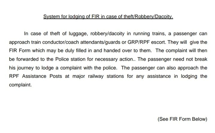 h_pongilath's tweet photo. System for lodging of FIR in case of Theft/Robbery/Dacoity in running trains - 
#IndianRailways #theftintrain #trainrobbery #trainfir https://t.co/ZRsfcuMgFt