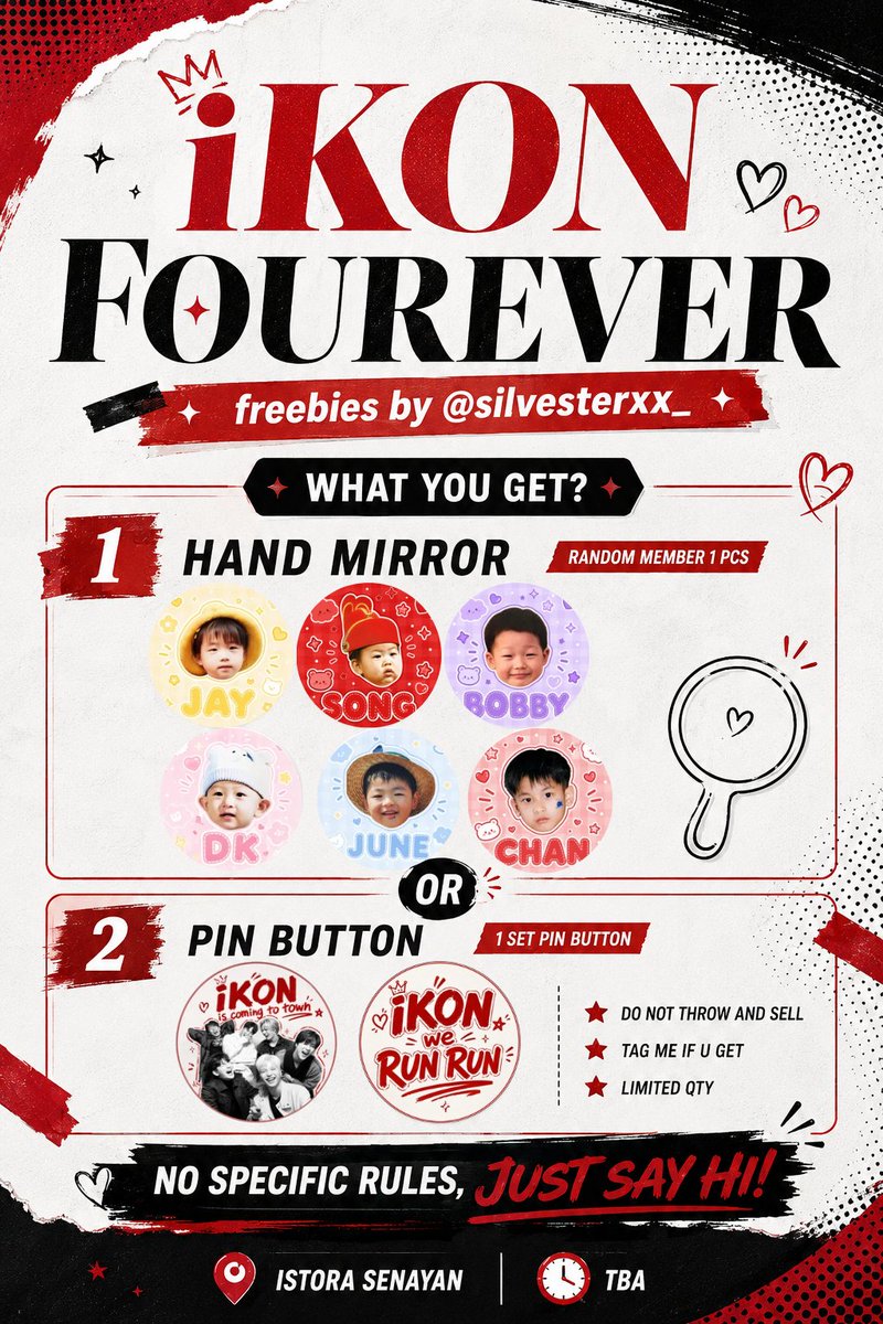silvesterxx_'s tweet photo. iKON IS COMING TO TOWNN~~
iKON FOUREVER WORLD TOUR IN JKT FREEBIES by @silvesterxx_ 

📆 : 21 August 2026
⏱️ : time and place TBA

*likes &amp; rts are appreciated <3
*limited qty
*no specific rules
*dm me if u wanna trade :3

SEE YAA KONIC-DEUL~^^
#iKON_FOUREVER_JAKARTA https://t.co/idAo57QqGJ