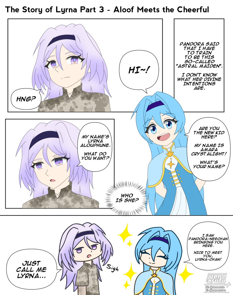 uenoarutwo's tweet photo. The Story of Lyrna (Part 3) - Aloof Meets the Cheerful

As Lyrna Alouphune explored the Celestoria Divine Tower, she never expected someone to want to befriend her—who could it possibly be?

#TensoKishi #KnightsofCelestialElements #UenoArutoOCs #LyrnaGyorntrix #AmaraCrystalight https://t.co/QMDB0G95Fr