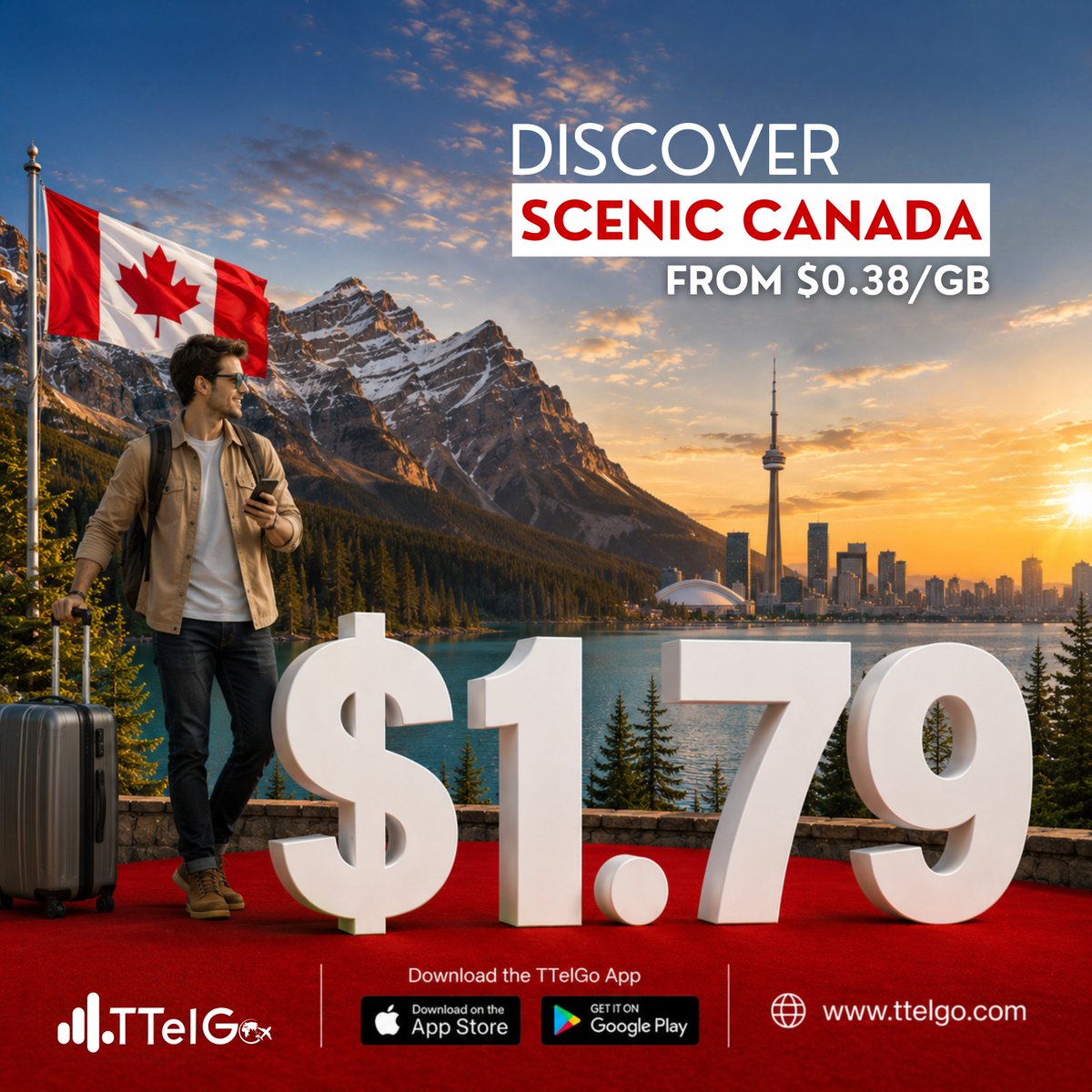 ttelgo's tweet photo. Discover scenic Canada with TTelGo eSIM.
Data plans from $1.79/GB.
Instant eSIM activation.
No physical SIM card required.

Travel further. Share more. Stay connected with TTelGo eSIM
🌐 https://t.co/KpLp2DJ5a6

#TTelGo #WeConnectGlobally #Canada #ExploreCanada #eSIM #TikTel https://t.co/RzHg97Hy2v