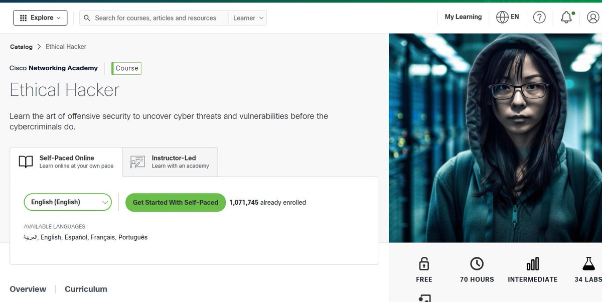 techkantoran's tweet photo. Nemunya kursus GRATIS dari Cisco, dan ini bukan kursus “belajar cybersecurity 2 jam lalu jadi hacker” 😭

Cisco Ethical Hacker:

• 70 jam
• 34 hands-on labs
• Self-paced
• Intermediate
• Ada badge
• Final exam

Materinya juga serius:
Nmap, Wireshark, OSINT, Kali Linux, OWASP Top 10, SQL Injection, XSS, Cloud Security, IoT, Social Engineering sampai Post-Exploitation.

Buat yang mau masuk cybersecurity atau sekadar ngerti cara attacker bekerja, ini layak disimpan.
Gratis. Gas dulu, mikir belakangan. 😂