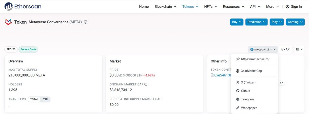 Metahome_Global's tweet photo. π Big Update for Metahome!
All official $META token information is now updated on Etherscan β
πΉ Website
πΉCoinMarketCap
πΉ Whitepaper
πΉ GitHub
πΉ Socials & more
More updates coming soon! π
#Metahome #META #ETH #Crypto https://t.co/wuQgA8RrPw