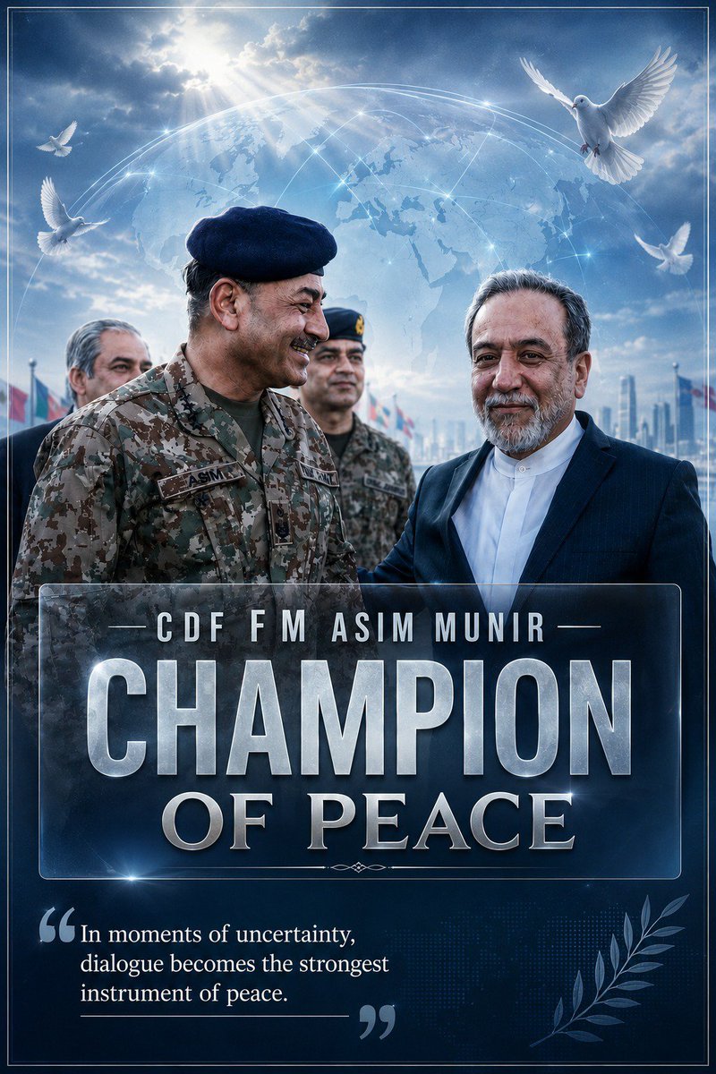 zrbt745's tweet photo. Strategic foresight and responsible engagement continue to strengthen Pakistan’s regional security outlook under CDF Asim Munir. #NationStandsWithCDF #SymbolOfStrengthCDF #ArchitectOfPeaceCDF #ChampionOfPeaceCDF #CDFPeacemaker https://t.co/SeaLoovb0d