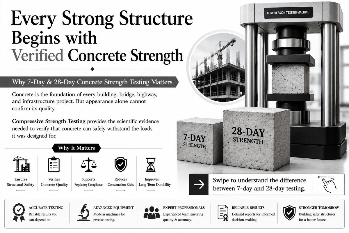 Shakti_Idma's tweet photo. Why 7-Day and 28-Day Concrete Strength Testing Is Essential for Safe and Durable Construction
https://t.co/iGS61U1Qkl
#Idma #Idmalaboratories #Compresivestrength #buildingMaterialtesting #Buildingmaterial #7days #28days #testing #analysis #engineer #labtesting https://t.co/N4UIzDp8lM