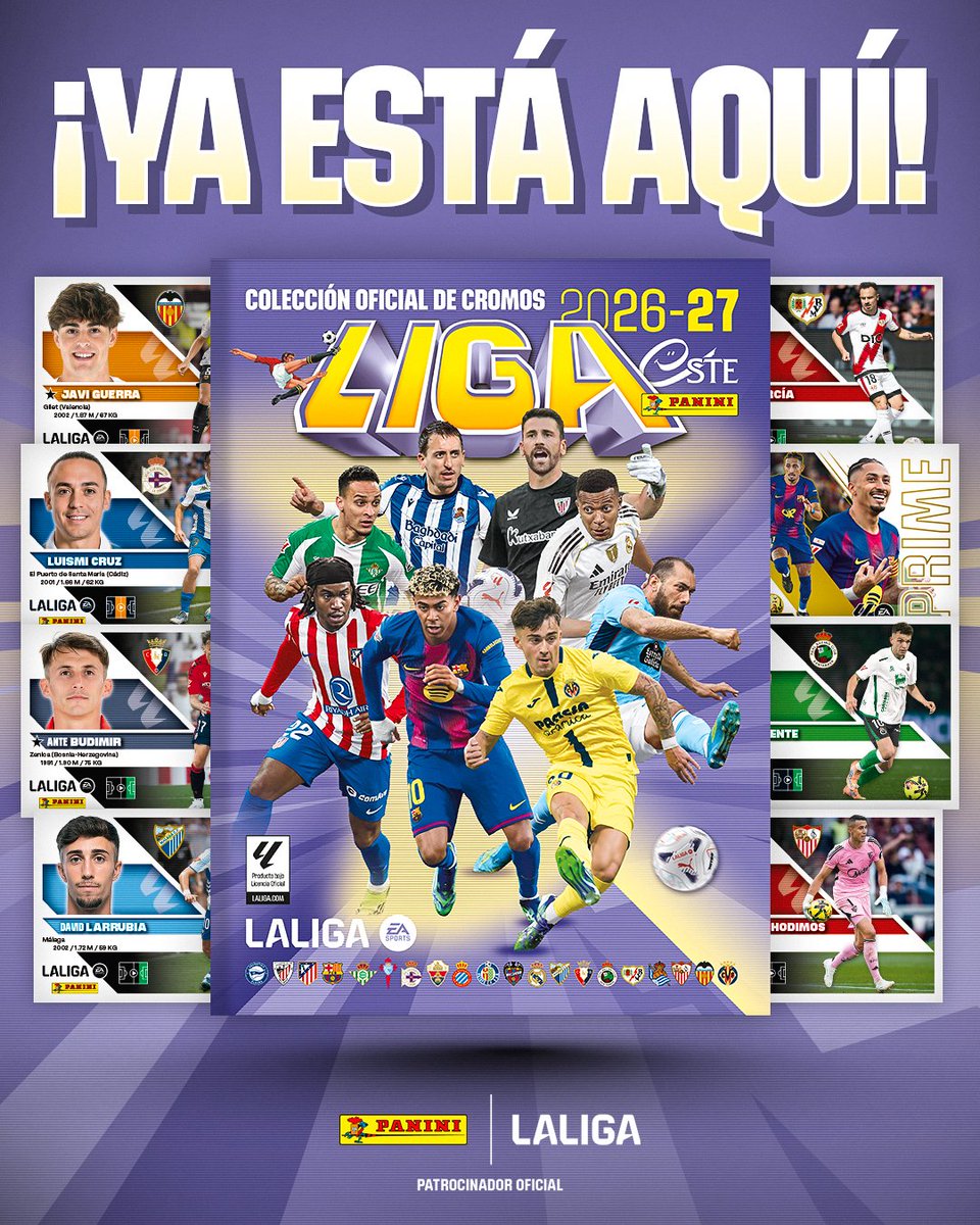 panini_espana's tweet photo. 🚨 ¡Ya está a la venta la nueva colección @LaLiga! #PaniniLALIGA

🤩 Con nuevas series especiales y todos los cracks de nuestro fútbol.

📢 ¡Disponible en puntos de venta habituales y en nuestra tienda online! ➡️ https://t.co/tKm2pYrNsD https://t.co/lOdQN3bA9k