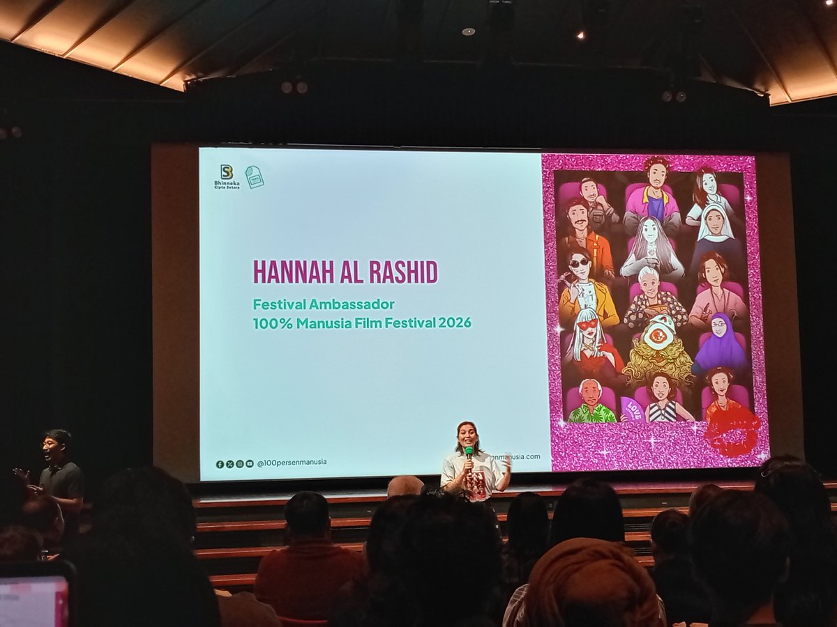 InfoScreening's tweet photo. Opening @100prsenmanusia yang berlangsung semalam di @ErasmusHuis
100% Manusia Film Festival ke-10 berlangsung 6–15 August 2026 di Jakarta, Bali, dan Yogyakarta.
24 film panjang + 62 film pendek. Gratis!
#100PMFF26 #ADecadeofLoveLanguage https://t.co/sijckzXCTH
