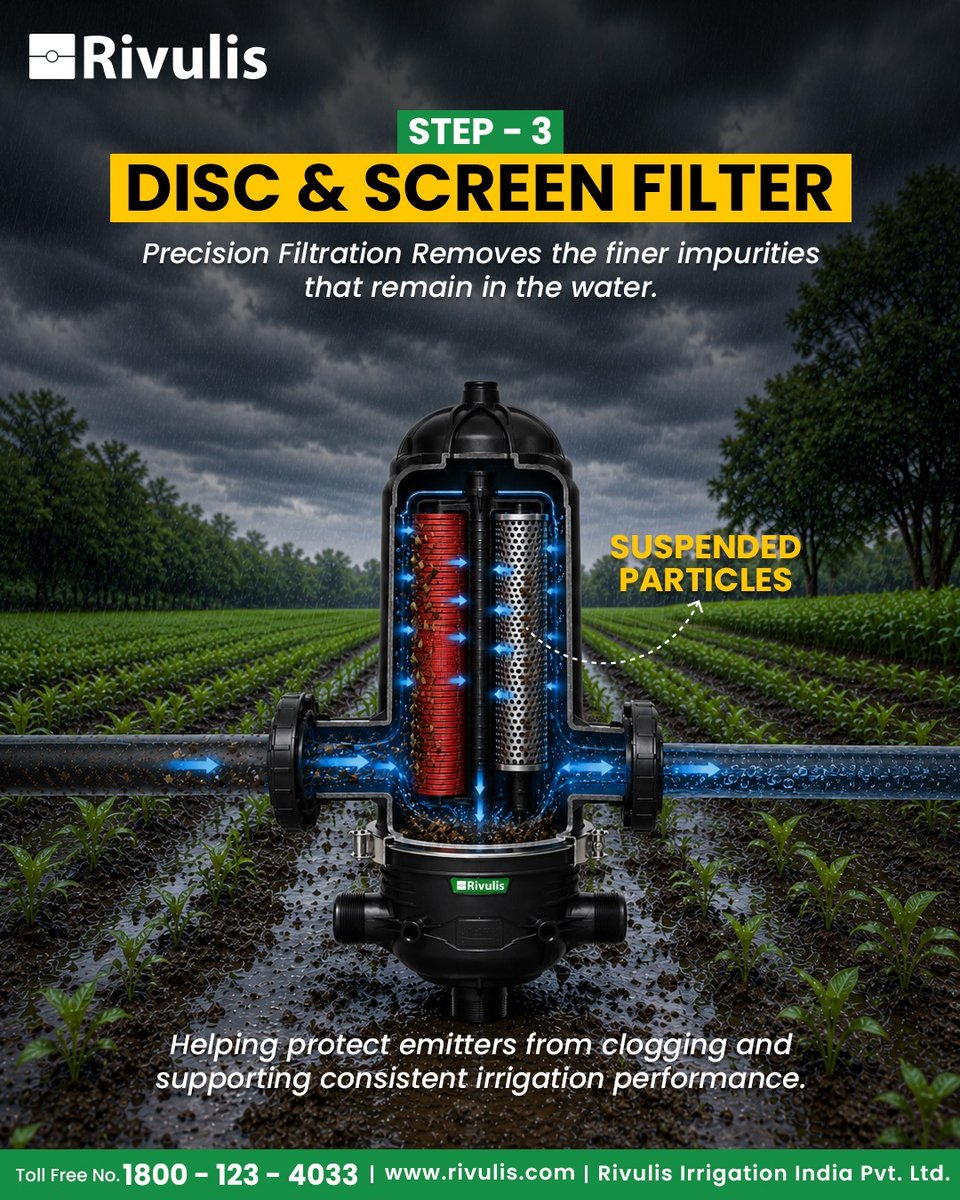 Rivulis_in's tweet photo. ๐ง๏ธ Monsoon-ready irrigation starts with the right filtration!
Keep water cleaner, reduce clogging & ensure consistent irrigation all season. ๐ง๐ฑ
Rivulis โ Protect Your Drip. Maximize Performance.
#Rivulis #GrowBeyond #FiltrationSystem #DripIrrigation #MonsoonFarming https://t.co/vgGil6dW06
