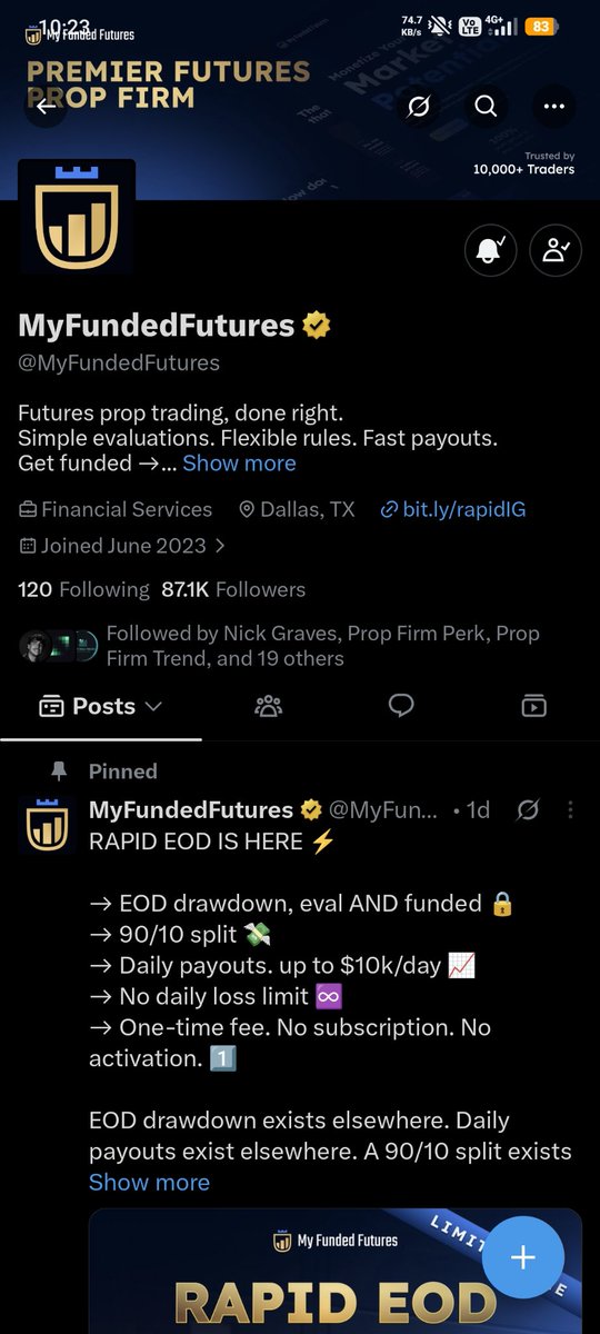 charansai_3's tweet photo. @MyFundedFutures Requirements done but can't follow on ticktok as its banned in my country.

The new rapid eod was too good.
The only drawback is 30% consistency in challenge account 40% consistency would be great(suggestion)..

💥🔥 https://t.co/VZHS6uV8JL