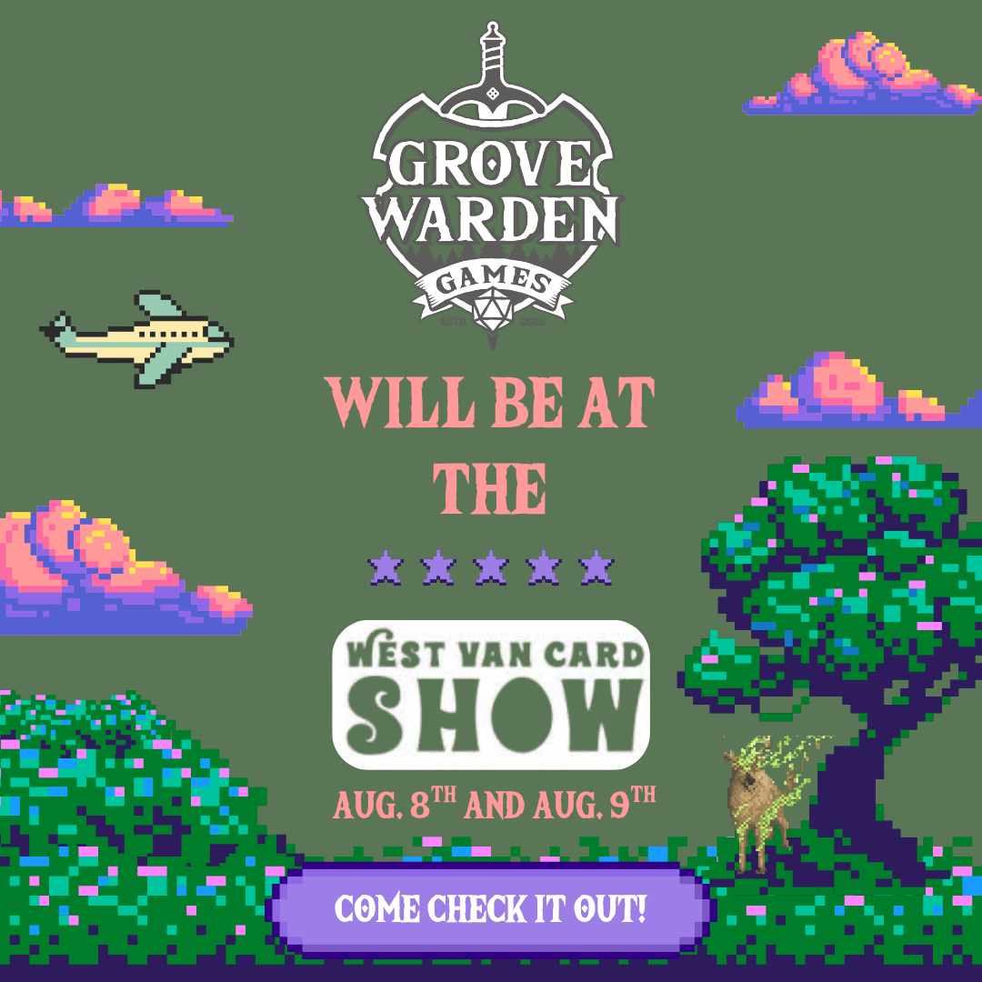 GWardenGames's tweet photo. We're excited to attend the West Van Card Show this weekend!
Saturday Aug 8th and 9th

Stop by the Grove Warden Games booth for:
🃏 MTG singles
📦 Sealed product
✨ Secret Lair
🧙 The Hobbit MTG products
🎲 Locally made items

#MTG #WestVanCardShow #GroveWardenGames https://t.co/tGc7m6KgJi