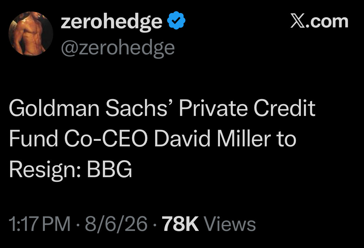 DowdEdward's tweet photo. Add a third Private credit CEO “leaving” …Goldman Sachs PC Fund. That’s three in 8 weeks. 

Troop movements indeed. https://t.co/mQBcsVyYVo