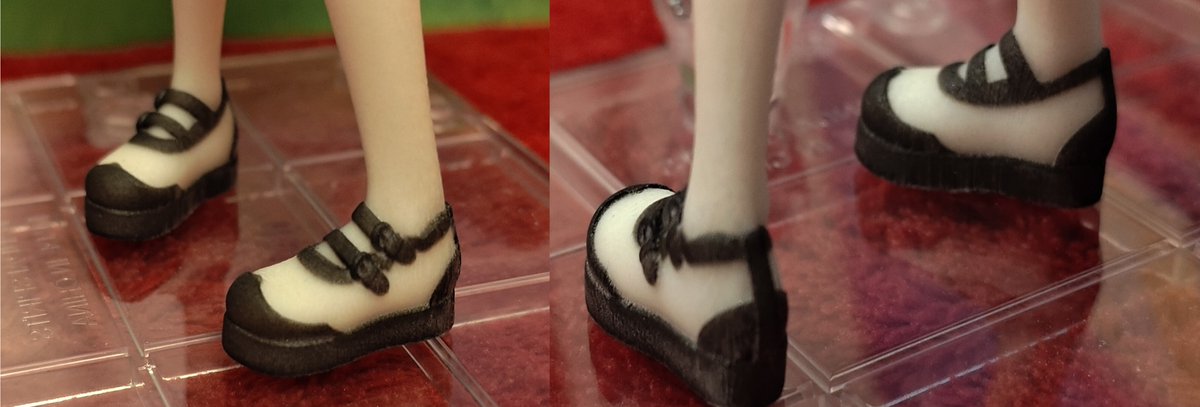 t10n_P's tweet photo. 3Dプリンタについて質問あったので簡単にまとめてみました
《個人の感想です》
・一般的なフィギュアと比べると、素材も作り方も違うので粗さは目立つ
・色は結構良く表現されている
・ツインテは広がりつつ肘や腰で補強
・リュックと背中の空間もしっかり表現（靴のベルトなどの微妙な段差も） https://t.co/VIUVEbpSXj