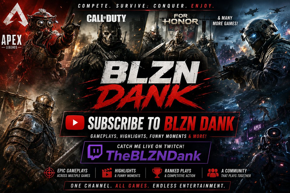 TheBLZNDank's tweet photo. Go subscribe to the new YouTube

Daily short uploads and soon YouTube videos every wk! Would love the support for this.

Apex,Cod,For Honor,And other games

https://t.co/xekFjVRvo3 

#Gaming #YouTubeGrowth #Support #Fyp #Streamer #Content https://t.co/eURN9iMt3j