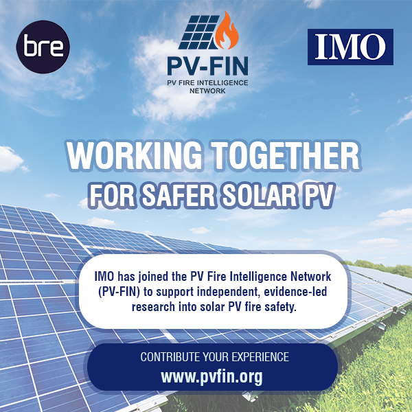 IMOPC's tweet photo. Improving solar PV safety takes collaboration.

We're proud to support PV-FIN and its independent research into solar PV fire safety.

Work in the industry? Share your experience:
https://t.co/QeEPFVoYvs https://t.co/beuzoOGEZ0