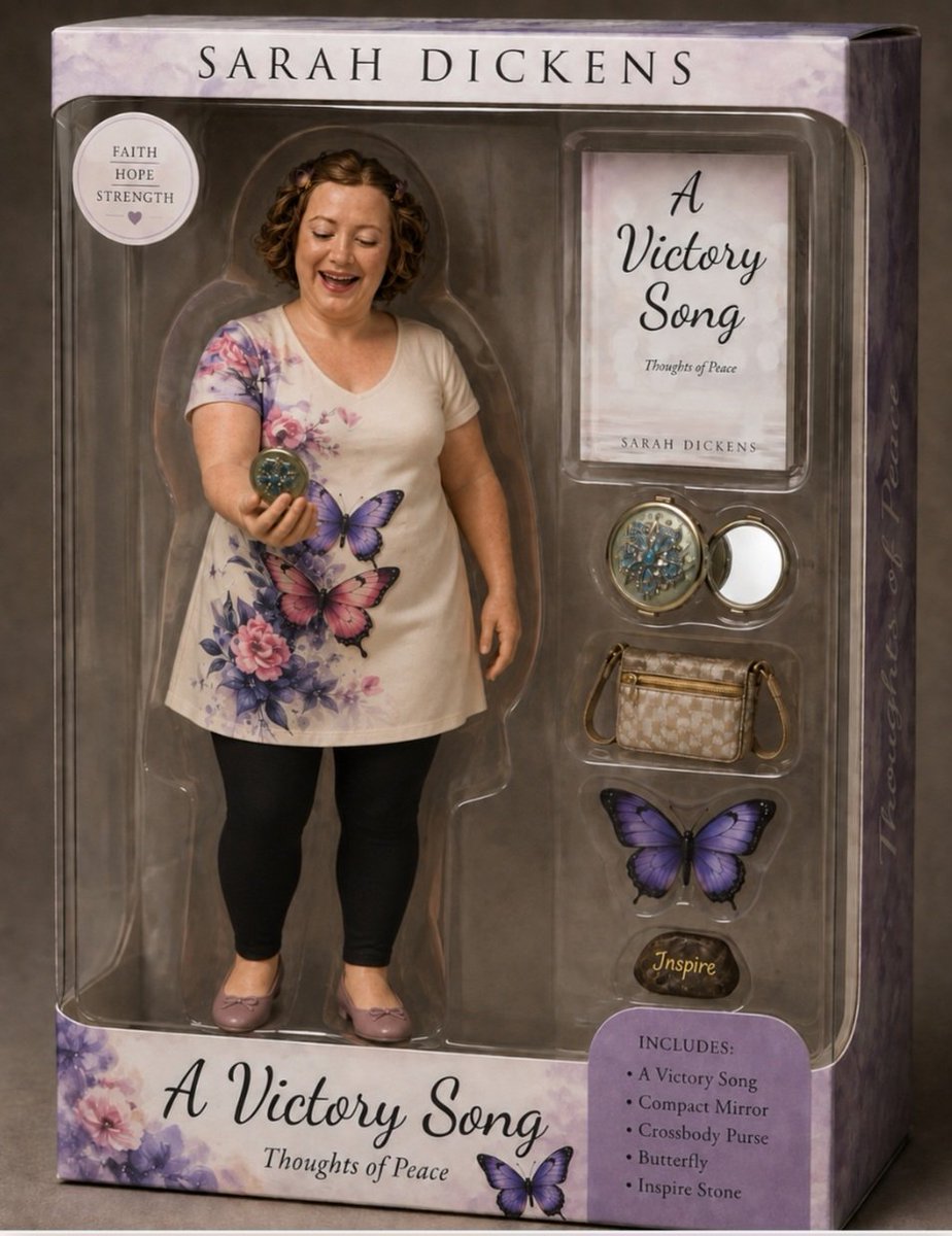 sarahdauthor's tweet photo. Everybody LOOK!! 👀👀👀✨️✨️✨️ I created an action figure of me with my 2nd book, "A Victory Song: Thoughts of Peace," in ChatGPT! 📚🌸✨️ It turned out great!! 👌🏻👌🏻✨️✨️ https://t.co/wWnxoiDWSl