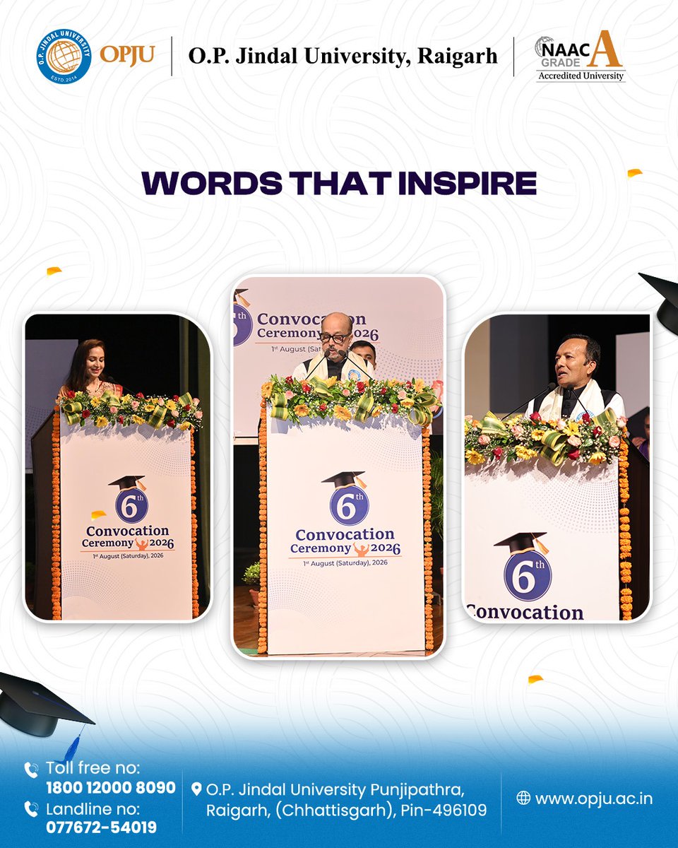 OPJUniversity's tweet photo. A proud milestone for O.P. Jindal University!
688 graduates from Engineering, Management & Science celebrated their achievements at the 6th Convocation Ceremony. Congratulations, Class of 2026! Here's to new beginnings and a future filled with success.
#OPJU #6thConvocation #ClassOf2026 #Graduation #FutureReady #HigherEducation