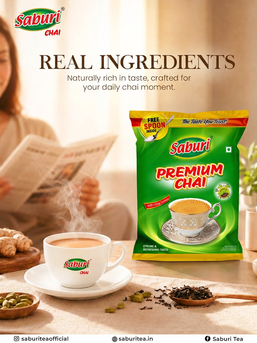 SaburiTea's tweet photo. Real ingredients. Rich aroma. Premium taste. ☕✨
From slow mornings to much-needed chai breaks, Saburi Premium Chai is made for moments that deserve something comforting.
🌐 https://t.co/OACdkOC1A5
📲 @saburiteaofficial
#SaburiTea #SaburiPremiumChai #PremiumChai #ChaiLover https://t.co/gM6dciwPpT