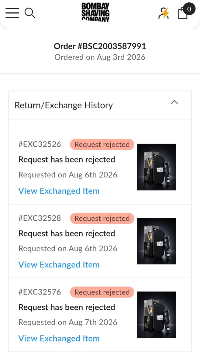 Deepaks126's tweet photo. @BombayShavingCo kya hai ye aap ki hai ye Service No Replace no Return No Exchange policy
koi bhi Online Bombay shaving Company se Order Na kare Ye Fraud company Hai @jagograhakjago  @consumersindia  @cyber_c_india
@governmentofibdia https://t.co/bqJCamn45Z