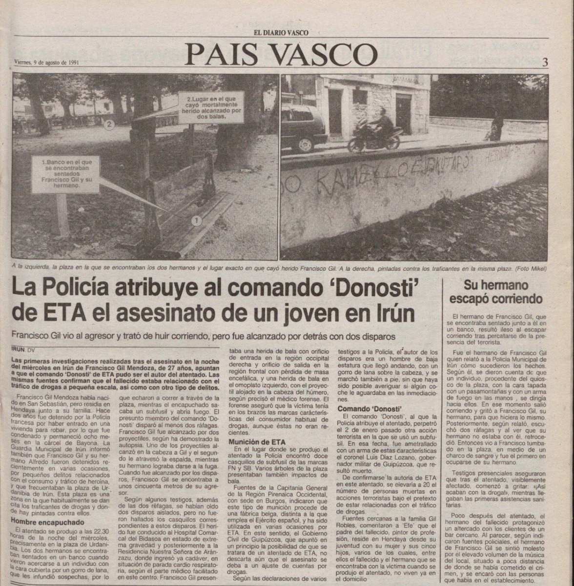 CarlosDeUrrecha's tweet photo. In Memoriam
D. Francisco Gil Mendoza,
D.E.P
La Muerte no es el Final
Siempre en Nuestra Memoria
¡¡Viva España!!
¡¡Arriba España!!

7/08/1991 ETA asesinaba acribillado a balazos por la espalda en Irún
https://t.co/rJsOWmTmuQ. https://t.co/xsjiMk0d7q