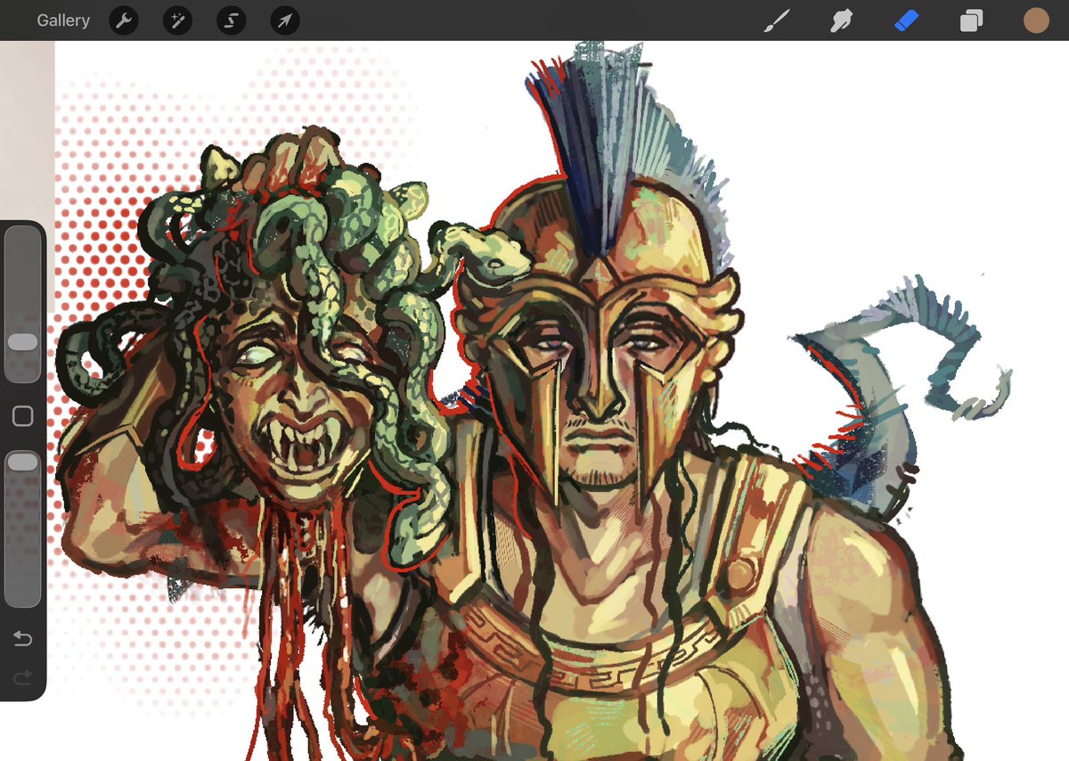 Inkcoffinz's tweet photo. Pyro as Perseus with the head of Medusa 
#PantheonSMP #pyroscythefanart https://t.co/HLQpV456X8