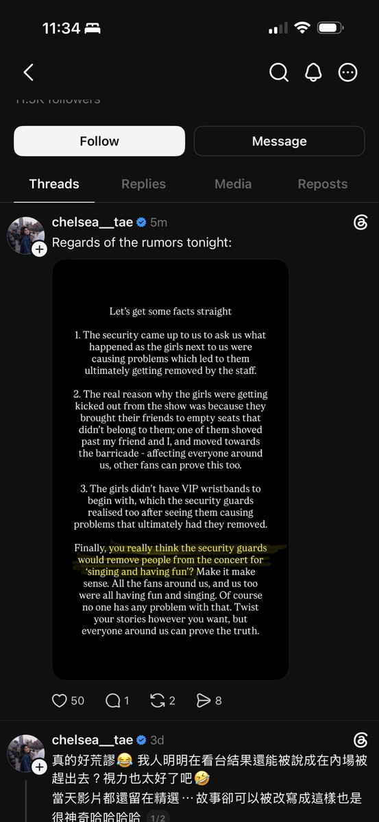 MapoftheSandee's tweet photo. @jcyrds This is what Chelsea is saying (I was going to block her on threads and saw she has just posted it) https://t.co/ZQpUCntIB8
