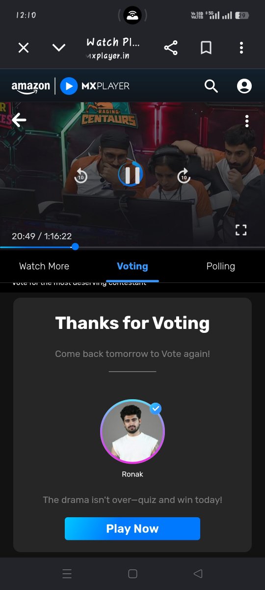 sunnykisundrii's tweet photo. I have done my part and you guysss ??? Go and vote guys and put all your screen shots of voting 
 #TejasswiPrakash #PlaygroundS5 #RagingCentaurs https://t.co/1LpgCmPL5P