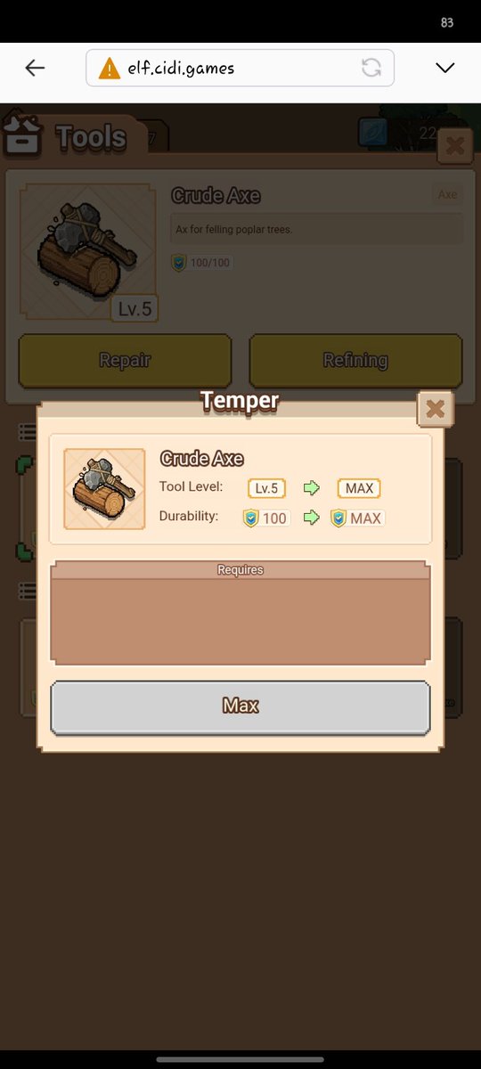 EzraBima60672's tweet photo. Kayu lv 1 sudah max sekarang lanjut lagi menaikan kayu lv 2. Tetap semangat💪
@PlayCiDi @asher_cidigames #CODIGames https://t.co/Ea8KM3gR8n