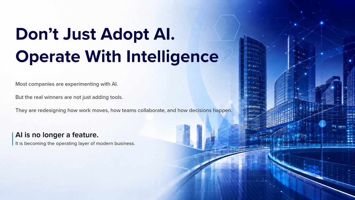 skyniche's tweet photo. AI is everywhere now.
But simply using AI tools is not enough.
Don’t just adopt AI. Operate with intelligence.
Is your business just using AI, or is it ready to operate intelligently? https://t.co/wMfufxtq7c