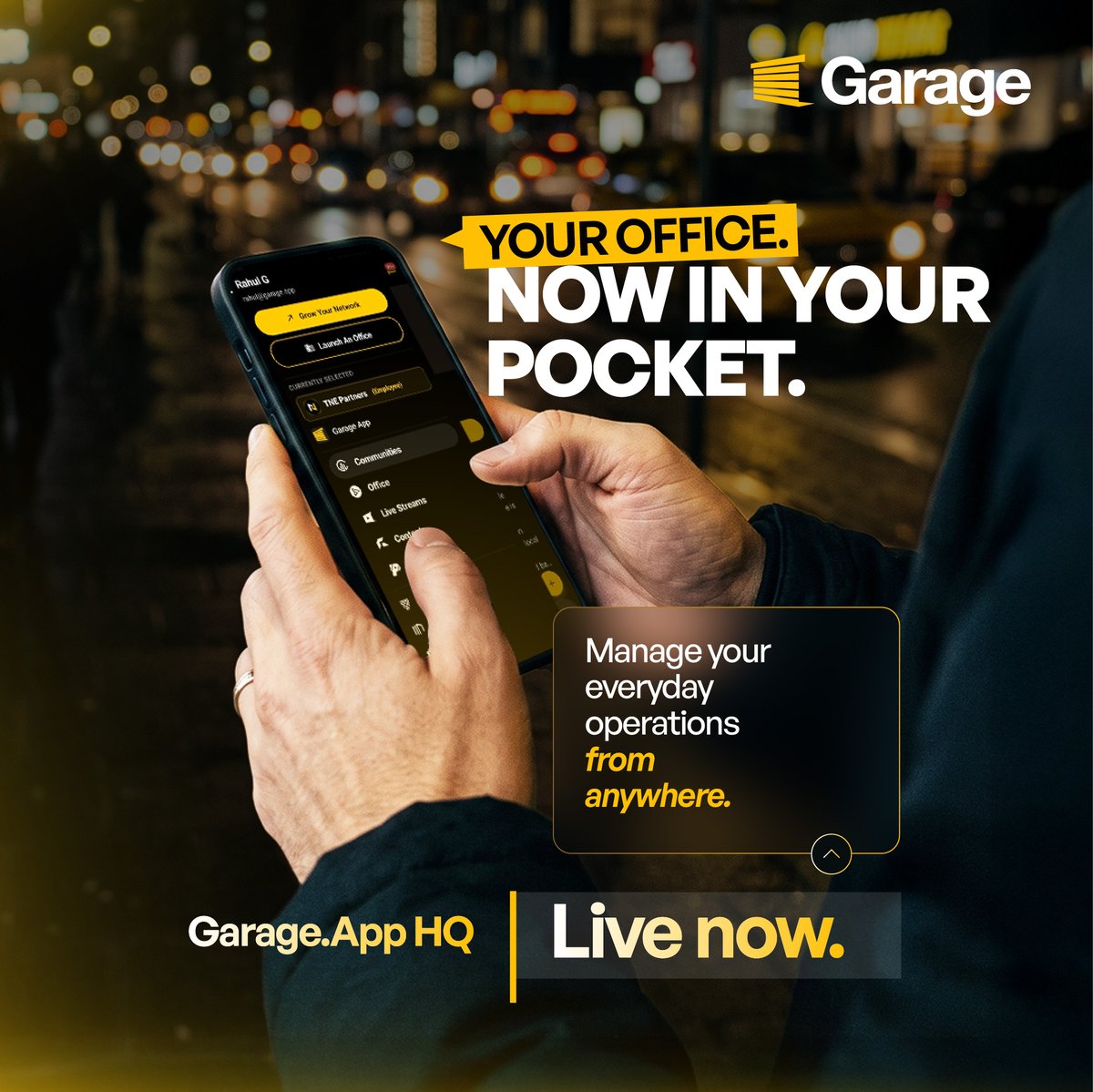 GarageDotApp's tweet photo. Your business shouldn’t be tied to your desk.

Orders. Analytics. Operations.

Everything you need, right in your pocket.

Download Garage HQ today.

📲 https://t.co/A9M2Ox4M1q

#GarageHQ #GarageApp #BusinessAutomation #Founder https://t.co/wanPPGZ9G5