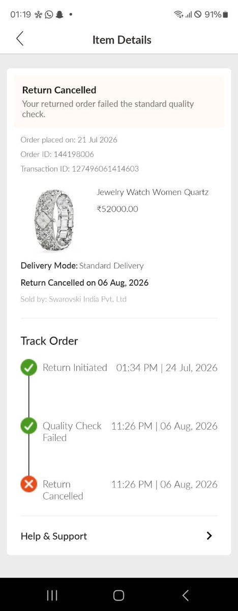 samar40422133's tweet photo. day 15 without any information and compltaing daily to them without informing me they rejected my refund showing in app quality check failed beaware of tata cliq fraud now i have to go to consumer court because i have all proof of product and pickup @TataCLiQCare @jagograhakjago https://t.co/P6p3SxAUt8