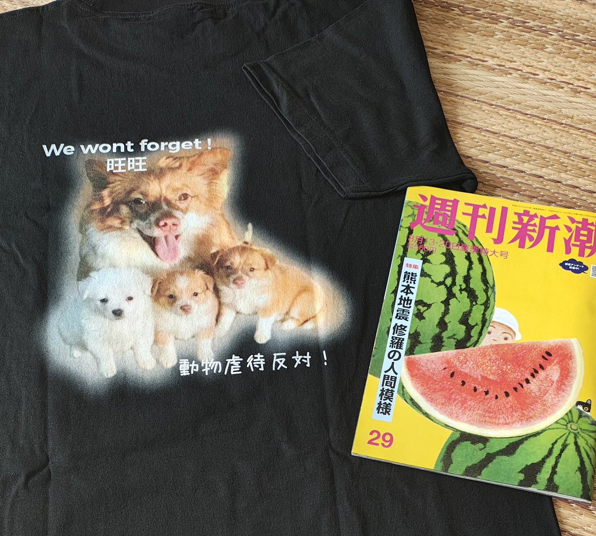 Giants6moru's tweet photo. #Justiceforwangwang
#旺旺 ちゃん
Tシャツ届きました✨ 
良い感じ☺️

週刊新潮も買ってきました
チラっと読んでみたけど
泣けてきます😢 https://t.co/CR88fZBrFR
