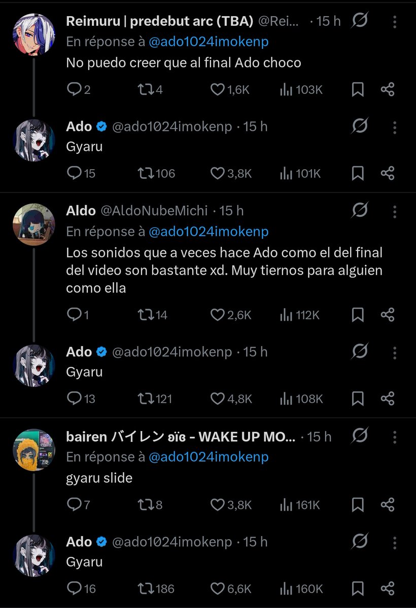 Calared's tweet photo. La partie de la commu qui en a marre que les fans d'Ado spam les meme "gyaru" sous tout ses posts doivent avoir le démon qu'elle spam le meme depuis hier car ça va faire qu'emplifier le truc mdr, perso je trouve ça marrant https://t.co/w6NBJnhfg8